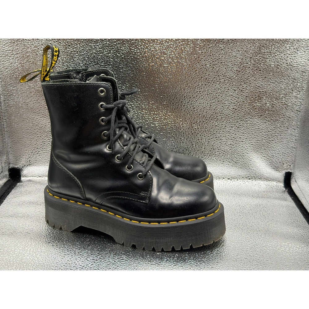 Size M6/7W Dr Martens Jadon Smooth Black Unisex Leather Lace-Up Combat Boots